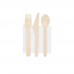 Set tris biodegradabil ambalat individual furculita + cutit + lingura + servetel, lemn, 16 cm, set 50 buc